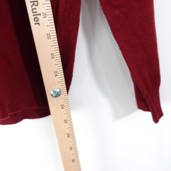 Burgundy V Neck Sweater Men Medium Wool Knit Pullover Jumper L/S Triblend J CREW - Picture 5 of 8
